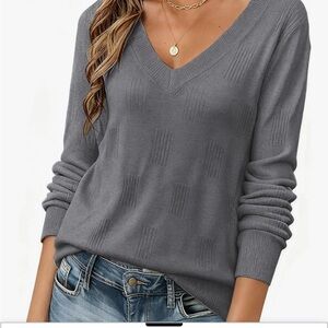 Elegant Charcoal V-Neck Sweater for Women